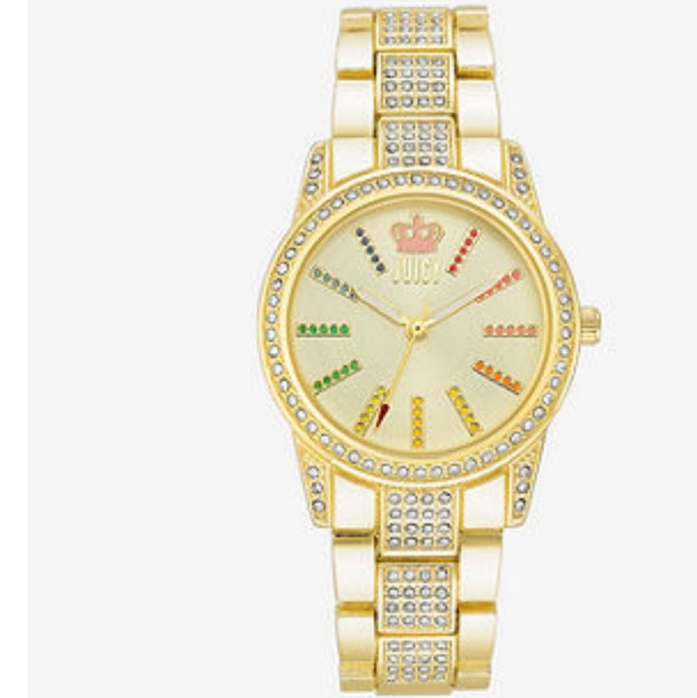 New Juicy By Juicy Couture Womens Gold Tone Bracelet Watch